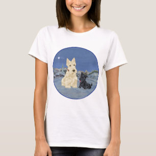 Weizen Scottie und Welpen Weihnachten T-Shirt