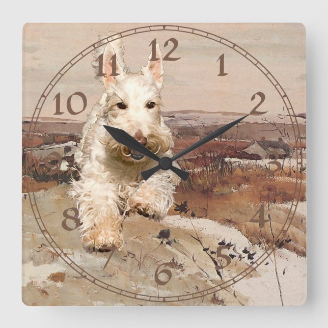 Weizen Scottish Terrier Uhr (Vorderseite)