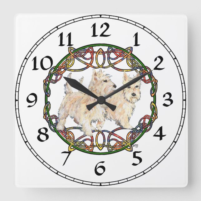 Weizen Scottish Terrier Uhr (Vorderseite)