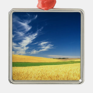 Weizenernte auf dem Palouse im Osten Silbernes Ornament