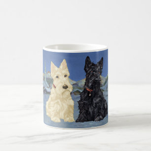 Weizenfarbene schwarze Scotties Weihnachten Kaffeetasse
