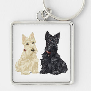 Weizenfarbene und schwarze Scottish Terrier Schlüsselanhänger