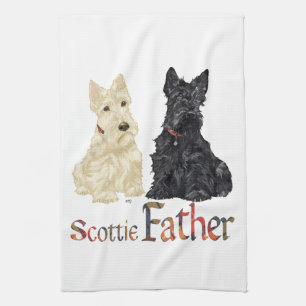 Weizenfarbene und schwarze Scottish-Terrier-Väter Geschirrtuch