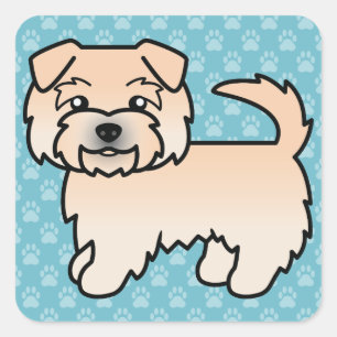 Weizenfarbener Norfolk-Terrier Cartoon-Hund Zeichn Quadratischer Aufkleber
