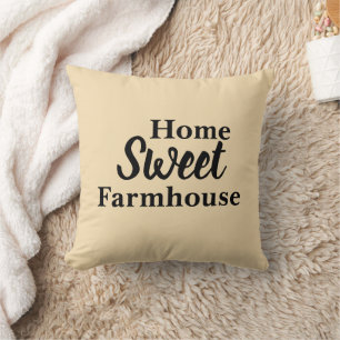 Weizenfarbenes "Zuhause Sweet Farmhouse" Kissen