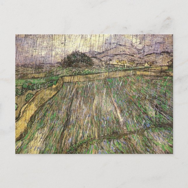 Weizenfeld in Regen (F650) Van Gogh Fine Art Postkarte (Vorderseite)