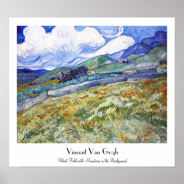 Weizenfeld mit Bergen im Hintergrund Poster (Vorne)