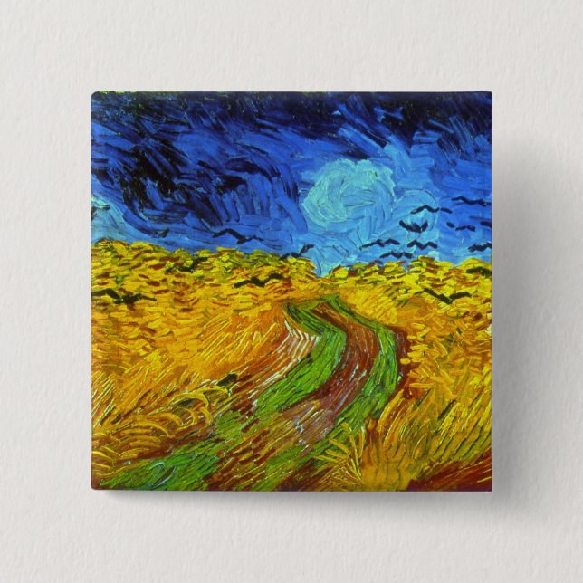 Weizenfeld mit Crows Van Gogh Fine Art Button (Vorderseite)