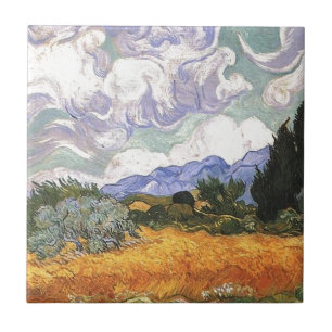 Weizenfeld mit Cypress von Van Gogh. Fliese