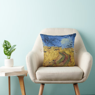 Weizenfeld mit Krähen von Van Gogh Kissen