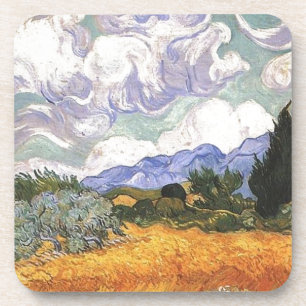 Weizenfeld mit Zypresse von Van Gogh. Untersetzer