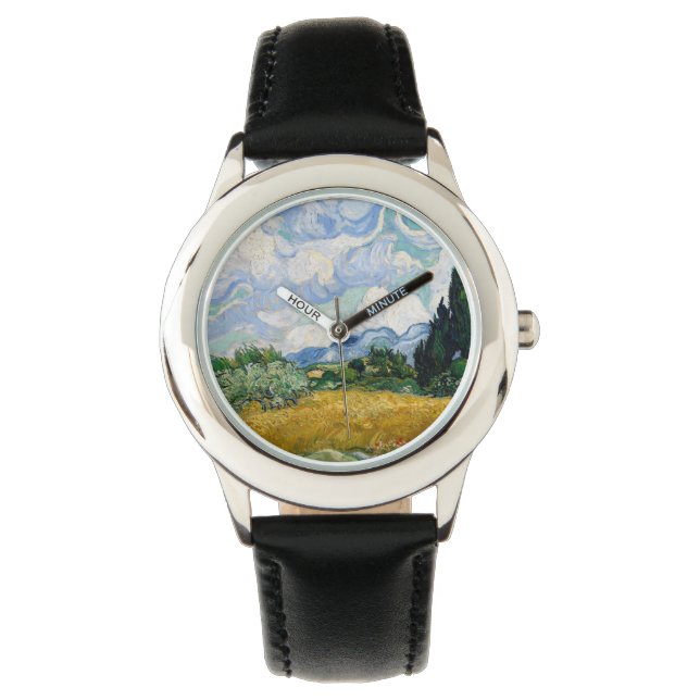 Weizenfeld mit Zypressen Armbanduhr (Vorderseite)