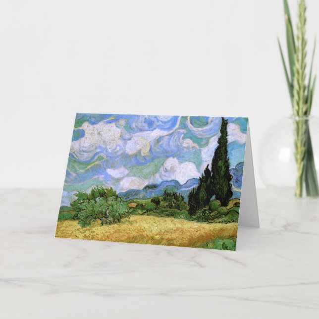 Weizenfeld mit Zypressen (F717)Van Gogh Fine Art Karte (Vorderseite)