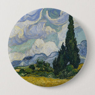 Weizenfeld mit Zypressen, Ölmalerei, Van Gogh Button