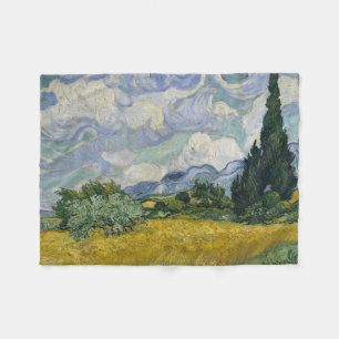Weizenfeld mit Zypressen, Ölmalerei, Van Gogh Fleecedecke