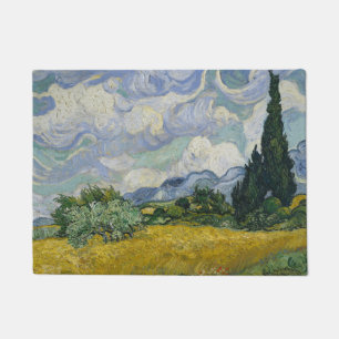Weizenfeld mit Zypressen, Ölmalerei, Van Gogh Fußmatte