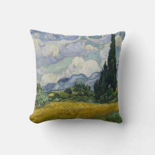 Weizenfeld mit Zypressen, Ölmalerei, Van Gogh Kissen