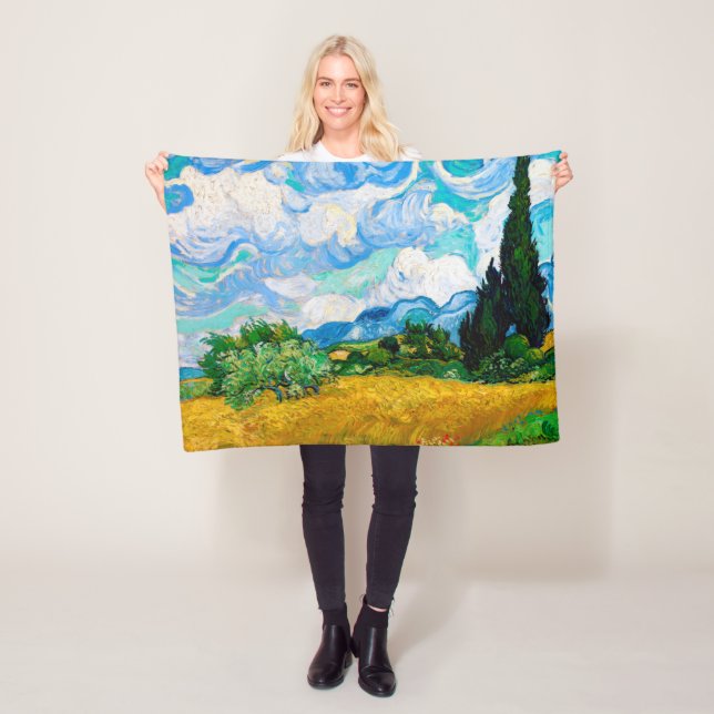Weizenfeld mit Zypressen, Van Gogh Fleecedecke (Beispiel)