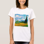 Weizenfeld mit Zypressen, Van Gogh T-Shirt<br><div class="desc">Vincent Willem van Gogh (30. März 1853 - 29. Juli 1890) war ein niederländischer postimpressionistischer Maler, der zu den berühmtesten und einflussreichsten Persönlichkeiten in der Geschichte der Western-Kunst zählt. In etwas mehr als einem Jahrzehnt schuf er etwa 2100 Kunstwerke, darunter etwa 860 Ölgemälde, die größtenteils aus den Jahre seines Lebens....</div>