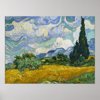 Weizenfeld mit Zypressen, Vincent van Gogh Poster