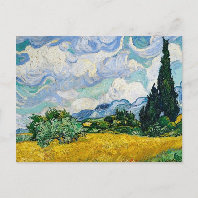 Weizenfeld mit Zypressen Vincent van Gogh Postkarte (Vorderseite)