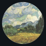 Weizenfeld mit Zypressen, Vincent Van Gogh Runder Aufkleber<br><div class="desc">Weizenfeld mit Zypressen,  Vincent Van Gogh</div>