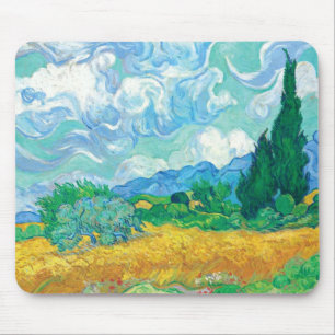 Weizenfeld mit Zypressen von Van Gogh Mousepad
