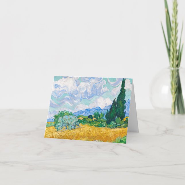 Weizenfeld mit Zypressen von Vincent van Gogh Dankeskarte (Vorderseite)