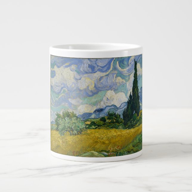 Weizenfeld mit Zypressen von Vincent van Gogh Jumbo-Tasse (Vorderseite)