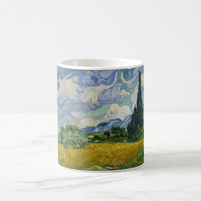 Weizenfeld mit Zypressen von Vincent van Gogh Kaffeetasse (Mittel)