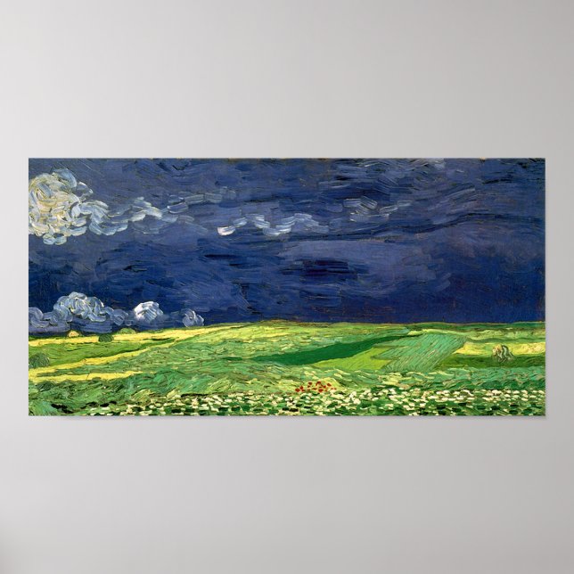 Weizenfeld unter bewachtem Himmel Van Gogh Fine Ar Poster (Vorne)