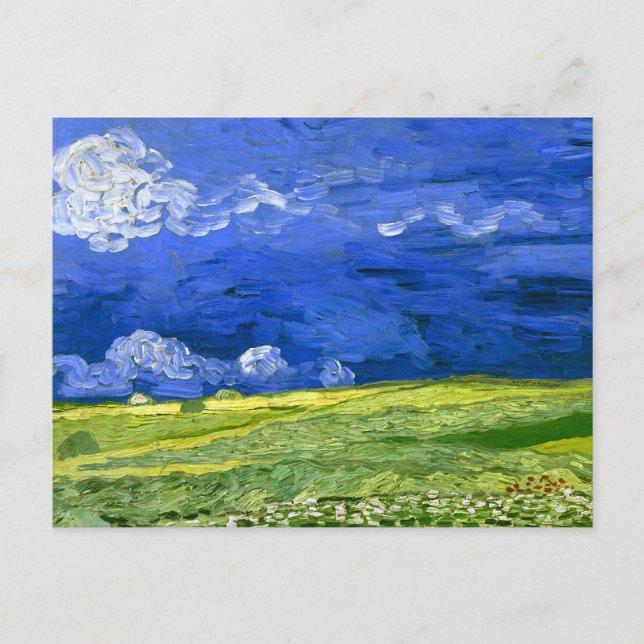 Weizenfeld unter bewachtem Himmel Van Gogh Fine Ar Postkarte (Vorderseite)