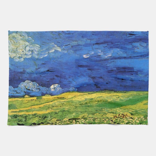 Weizenfeld unter bewachtem Himmel von Vincent van  Geschirrtuch (Horizontal)