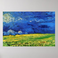 Weizenfeld unter bewachtem Himmel von Vincent van