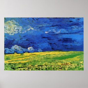 Weizenfeld unter bewölktem Himmel von Vincent van Poster