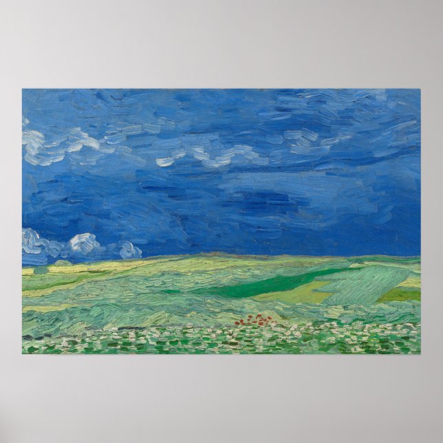 Weizenfeld unter Thunderwolken Poster (Vorne)