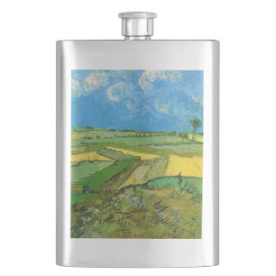 Weizenfelder bei Auvers unter bewachtem Himmel Flachmann