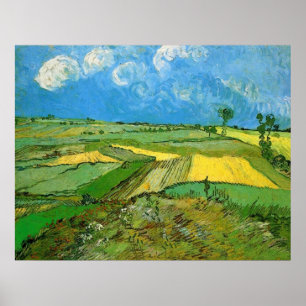 Weizenfelder bei Auvers unter bewachtem Himmel, Vi Poster