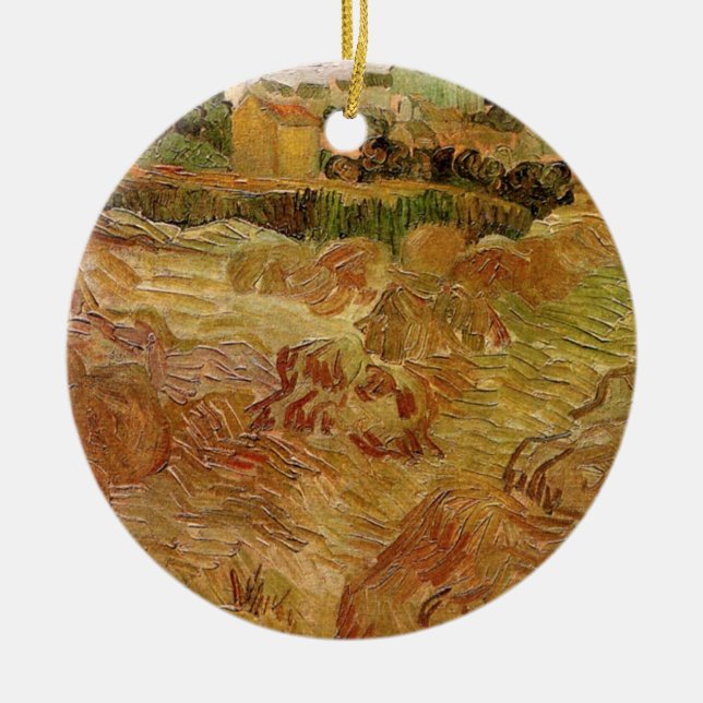 Weizenfelder mit Auvers von Vincent van Gogh Keramikornament (Vorne)