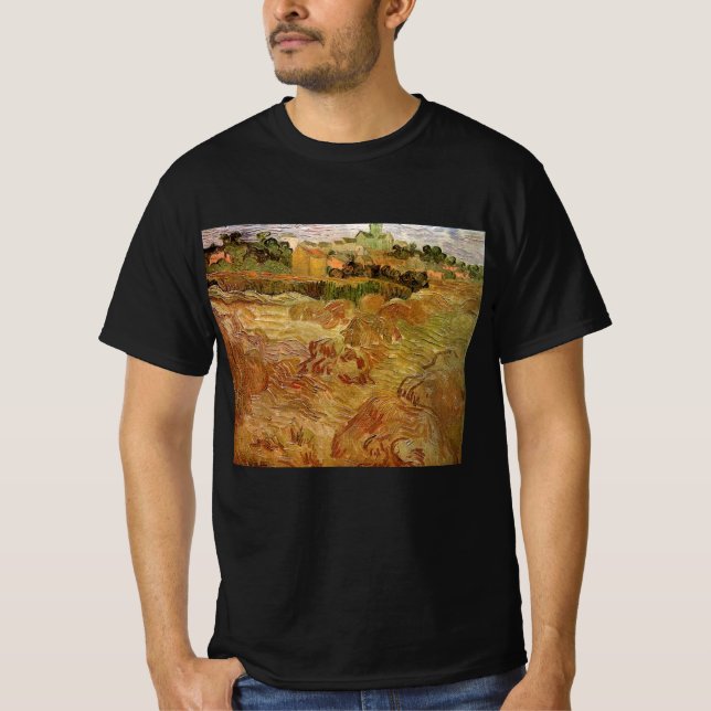 Weizenfelder mit Auvers von Vincent van Gogh T-Shirt (Vorderseite)