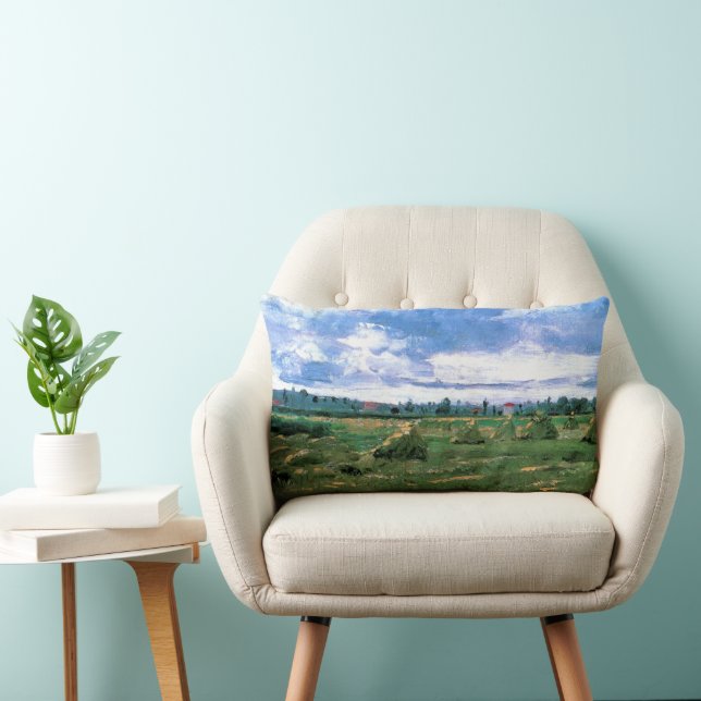 Weizenfelder mit Hystacks von Vincent van Gogh Lendenkissen (Stuhl )