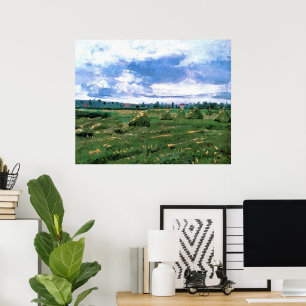 Weizenfelder mit Hystacks von Vincent van Gogh Poster