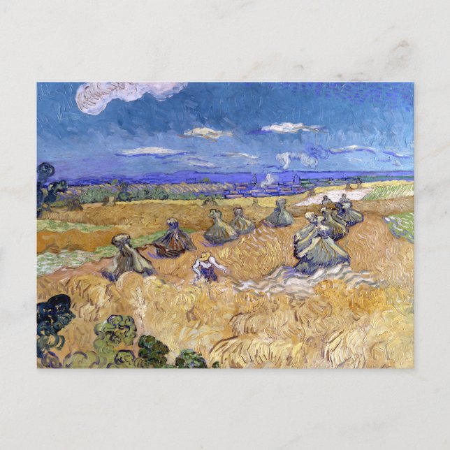 Weizenfelder mit Sensenmann | Vincent van Gogh Postkarte (Vorderseite)