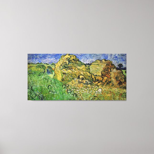 Weizenfelder mit Stacks, Vincent van Gogh. Geldbuß Leinwanddruck (Vorderseite)