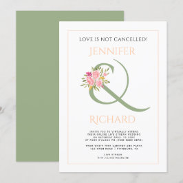 Weizengrün, Pfirsichhütten, Rose - Hochzeit Einladung