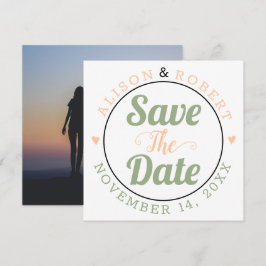 Weizengrün, pfirsichtypografisches Foto auf der Rü Save The Date