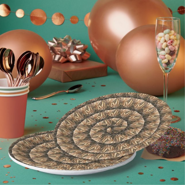Weizenohren in Spiralwalzmuster, Pappteller (Multi)