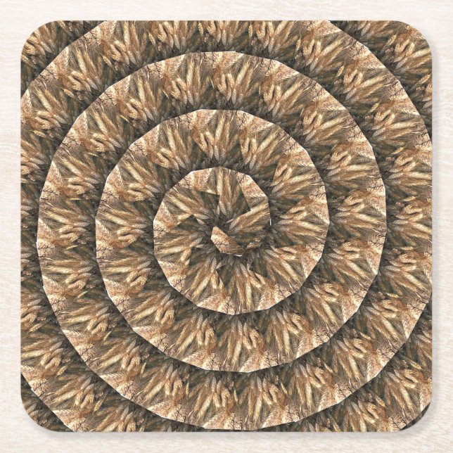 Weizenohren in Spiralwalzmuster, Rechteckiger Pappuntersetzer (Vorderseite)