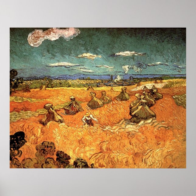 Weizenstäcke mit Sensenmann von Vincent van Gogh Poster (Vorne)