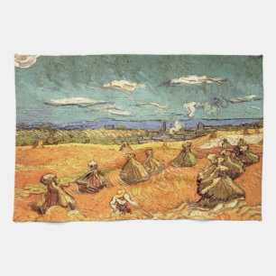 Weizenstapel mit Mähmaschine von Vincent van Gogh Geschirrtuch